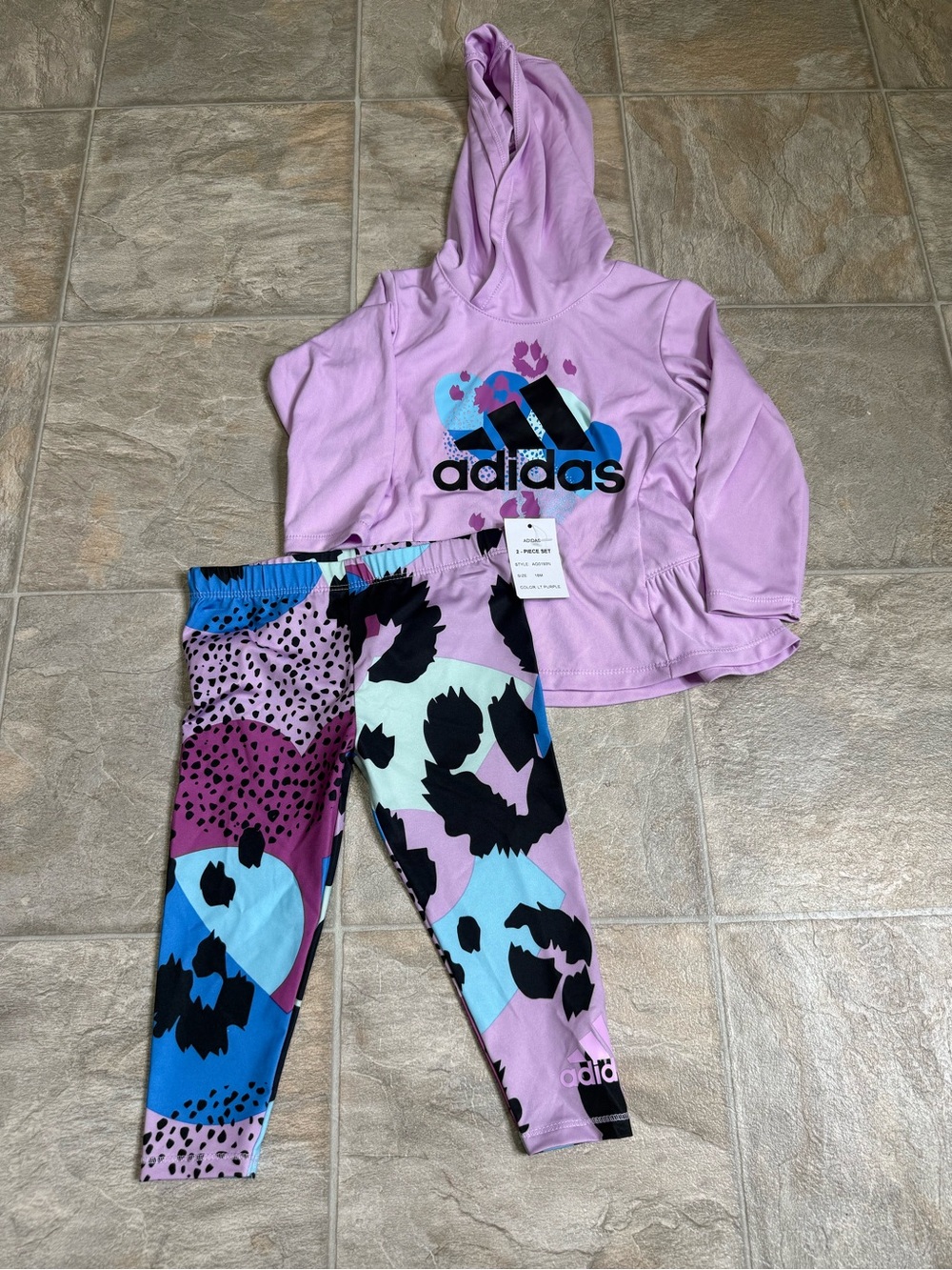 Addias 2 Piece Pants Set Girls Size 18 Months Purple AG0193N NWT
